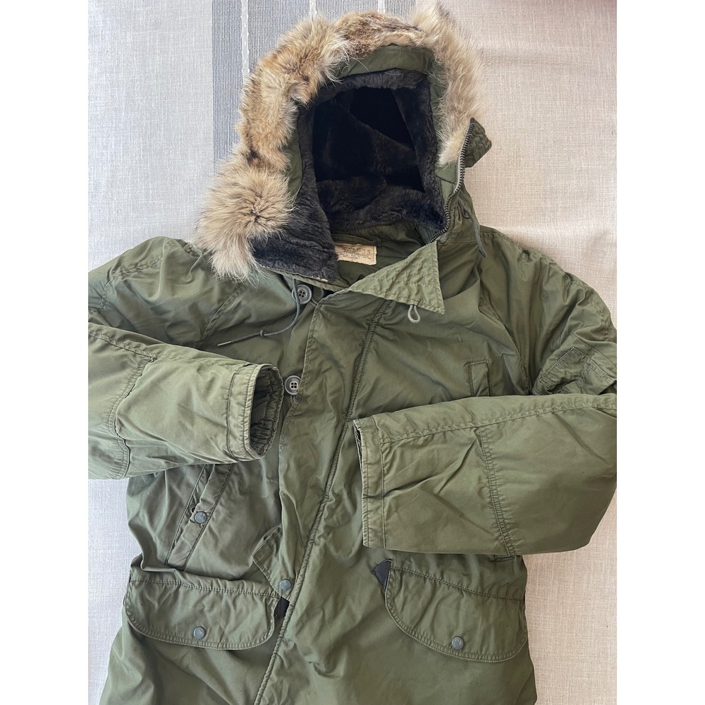1972 Airman Unissued USAF N-3B Flying Jacket Mens Lg Green Military Parka Wool